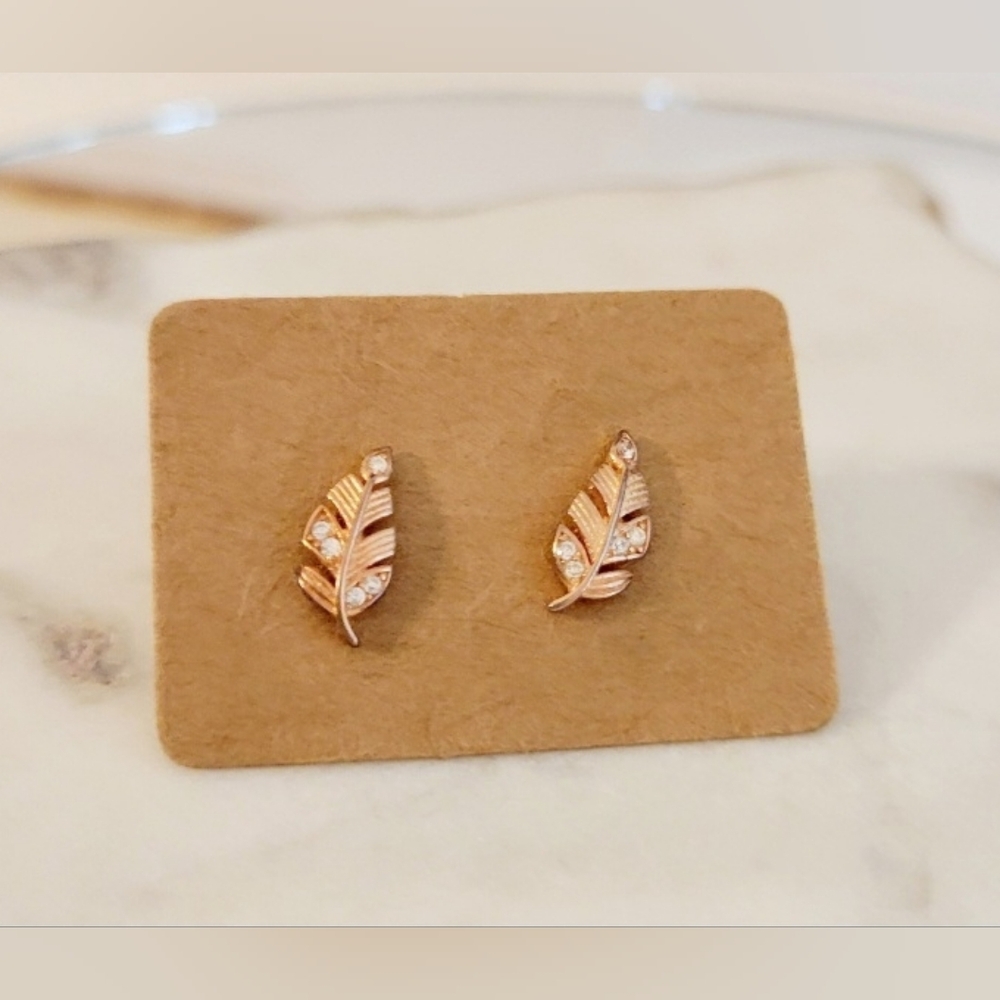 Rose Gold Foliage Studs (S925) - Only 1 left!